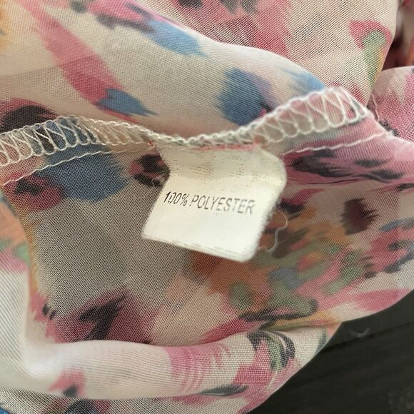 Chandelier Tank Crop Top M Pink Heart Back Floral Abstract Multicolor Y2K LF - Picture 7 of 7